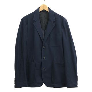 美品□黒タグ GIORGIO ARMANI/ジョルジオアルマーニ UPTON 織柄 シングル アンコンジャケット/ブレザー ブルー系 50 イタリア製 メンズ