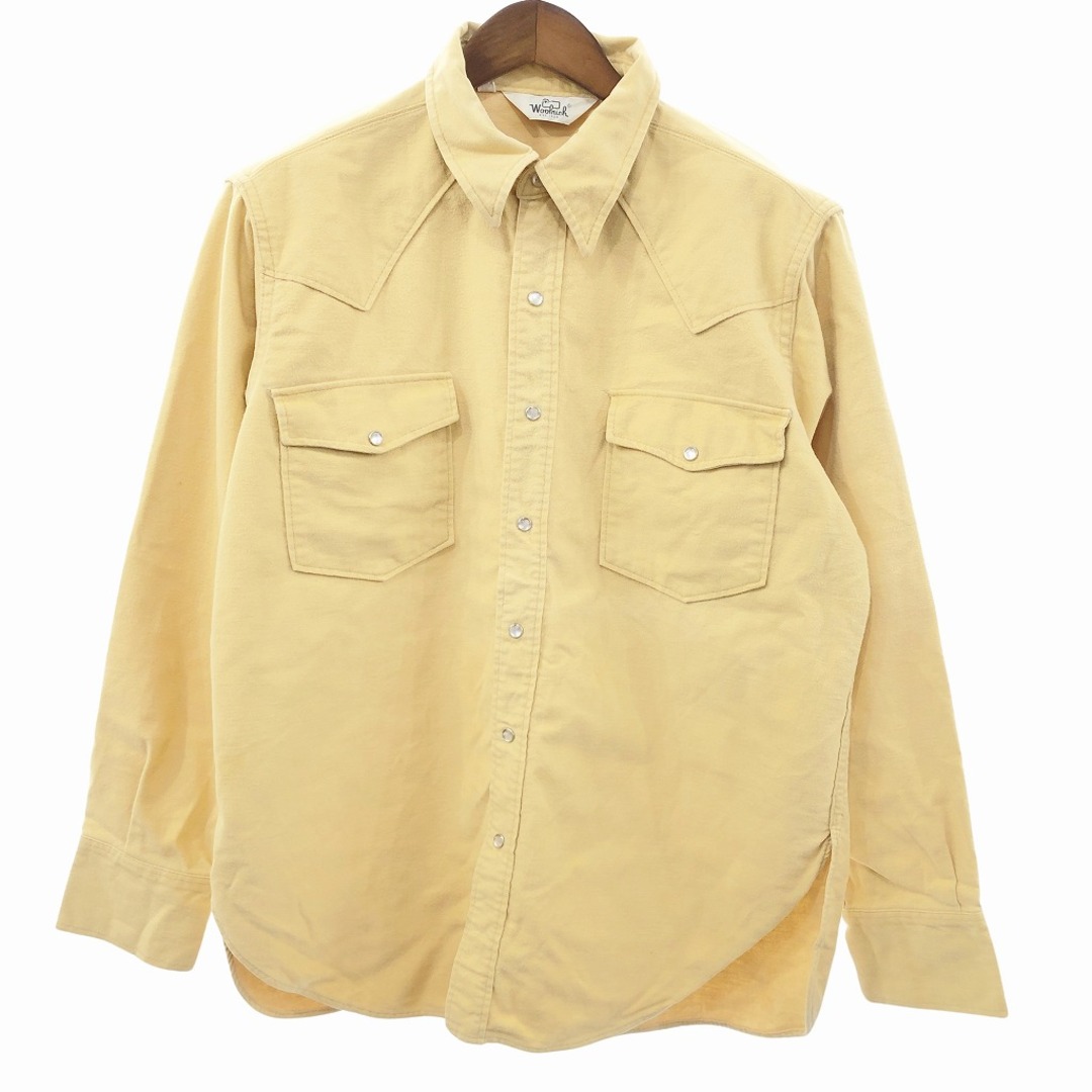 WOOLRICH(ウールリッチ)の70年代 WOOLRICH ウールリッチ コットン ウェスタン 長袖シャツ アメカジ イエロー (メンズ XL) 中古 古着 O9273 メンズのトップス(シャツ)の商品写真