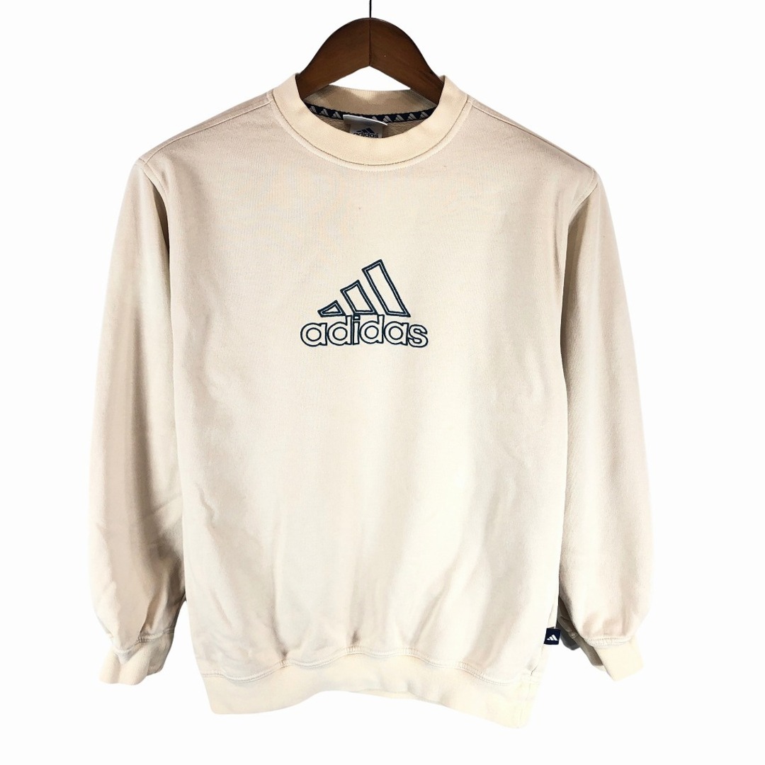 adidas(アディダス)の90年代 adidas アディダス ブランドロゴ刺繍 スウェット アメカジ ストリート ベージュ (メンズ L) 中古 古着 O9334 メンズのトップス(スウェット)の商品写真