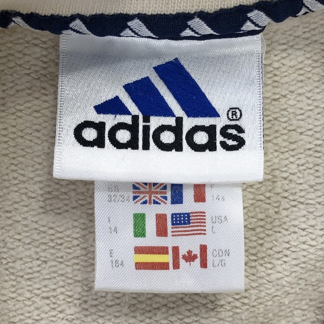 adidas(アディダス)の90年代 adidas アディダス ブランドロゴ刺繍 スウェット アメカジ ストリート ベージュ (メンズ L) 中古 古着 O9334 メンズのトップス(スウェット)の商品写真