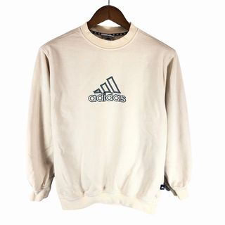 アディダス(adidas)の90年代 adidas アディダス ブランドロゴ刺繍 スウェット アメカジ ストリート ベージュ (メンズ L) 中古 古着 O9334(スウェット)