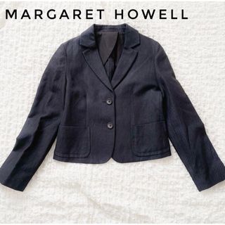 美品！MARGARET HOWELL テーラードジャケット リネン混 ネイビーMボタンダウン