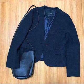 ユナイテッドアローズグリーンレーベルリラクシング(UNITED ARROWS green label relaxing)のアローズ   ノーカラージャケット ツイード ネイビー　40(ノーカラージャケット)