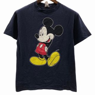 ディズニー(Disney)のDisney ディズニー ミッキーマウス キャラクター 半袖Ｔシャツ ネイビー (メンズ MEDIUM) 中古 古着 O9391(Tシャツ/カットソー(半袖/袖なし))