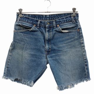 リーバイス(Levi's)の80年代 USA製 Levi's リーバイス 505 切りっぱなし デニム ショートパンツ オレンジタブ ブルー (メンズ 34) 中古 古着 O9412(ショートパンツ)