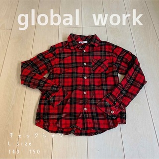 グローバルワーク(GLOBAL WORK)のglobalwork チェックシャツ　140〜150 L(Tシャツ/カットソー)