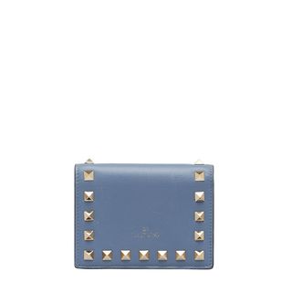 【美品】VALENTINO GARAVANI スタッズ 折財布 ラウンド グレー