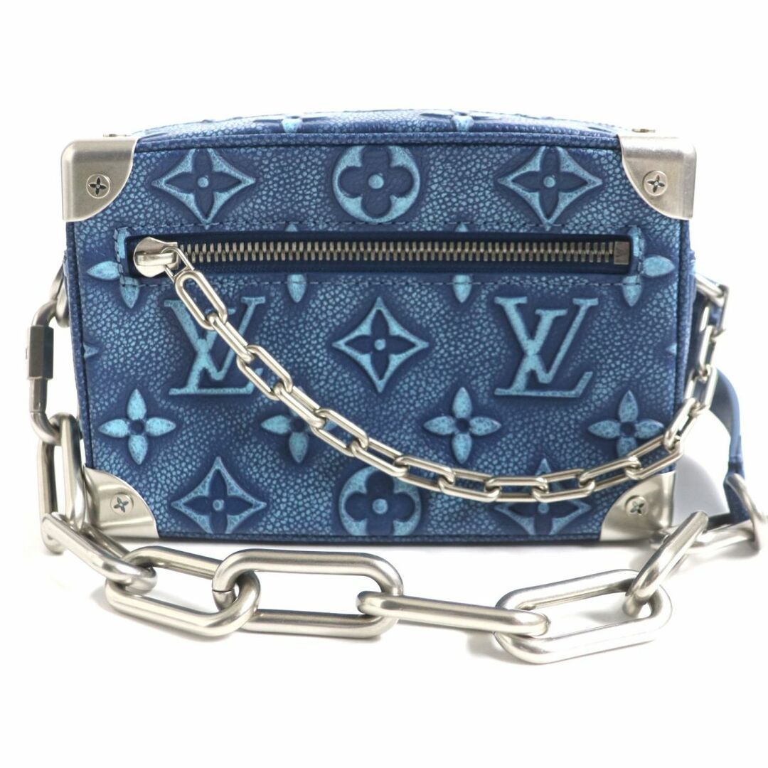 未使用▼LOUIS VUITTON ルイヴィトン M21368 ミニ ソフトトランク モノグラム レザーエンボス ショルダーバッグ デニムブルー 仏製 メンズ