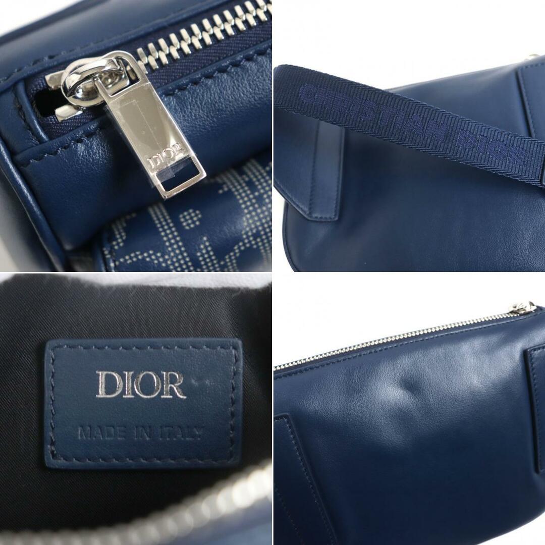 極美品▼DIOR ディオールオム 1ADPO223CLP_H560 オブリーク ギャラクシー ワールドツアー サドル レザー ベルトバッグ 青 伊製 メンズ 袋付