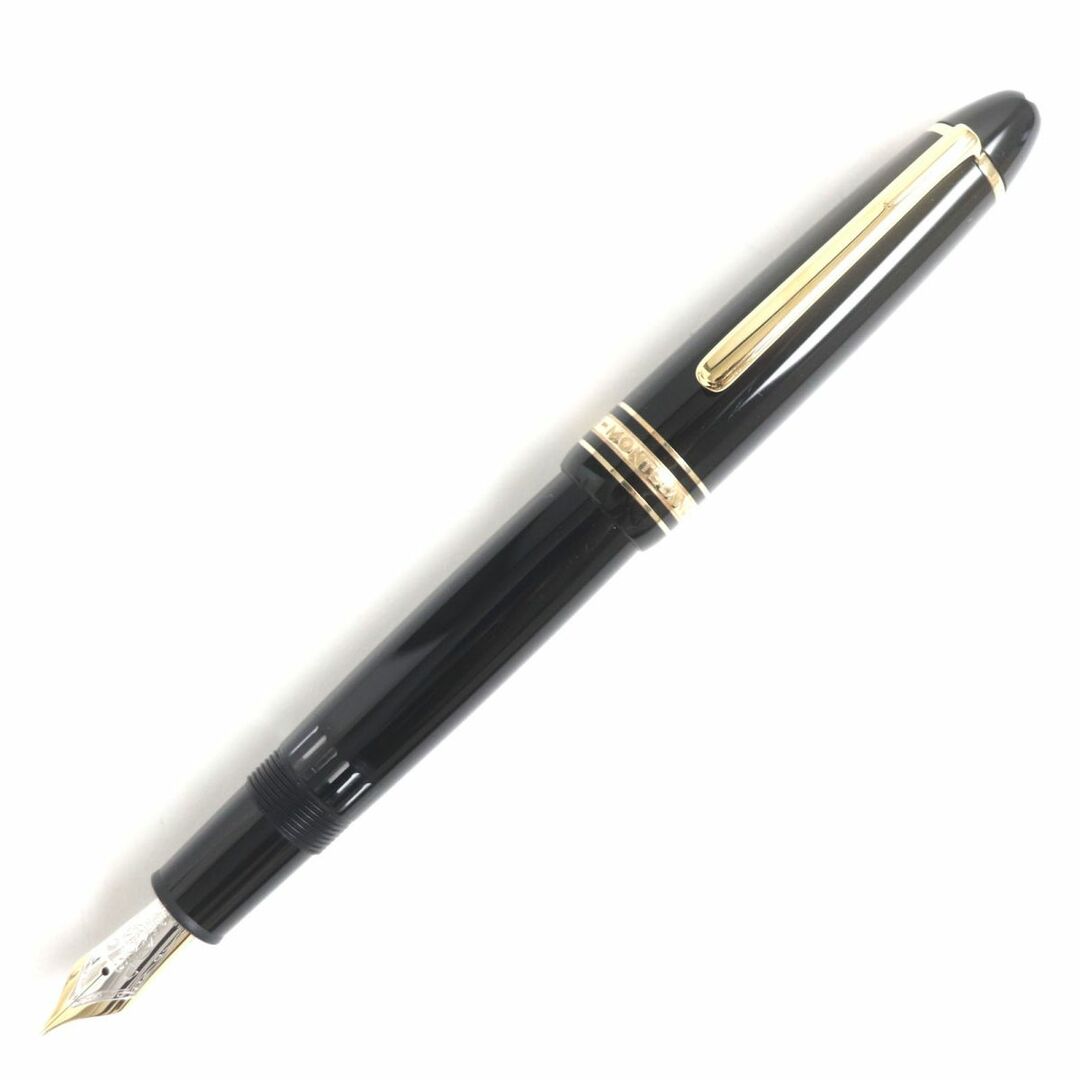 美品▼MONTBLANC モンブラン マイスターシュテュック No.146 ホワイトスター ペン先14K 万年筆 ブラック×ゴールド Bニブ ドイツ製約142cm　グリップ幅