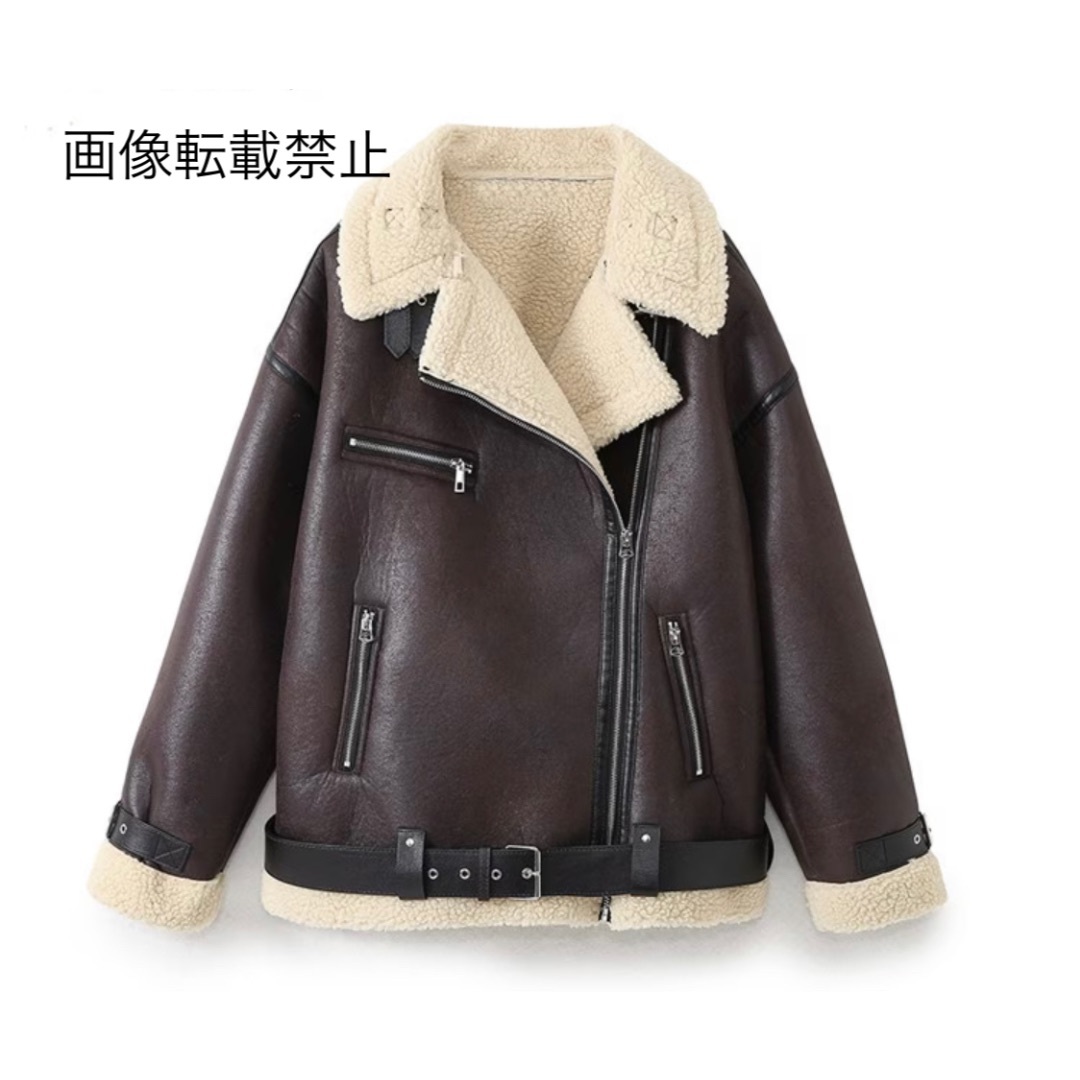 11月新作12753◆ボア フェイクレザー ライダースジャケット コート