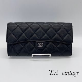 シャネル(CHANEL)の美品！シャネル　キャビアスキン　長財布　ブラック(財布)