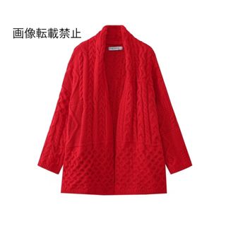 🍪11月新作🍩12757◆red レッド ニット カーディガン(カーディガン)