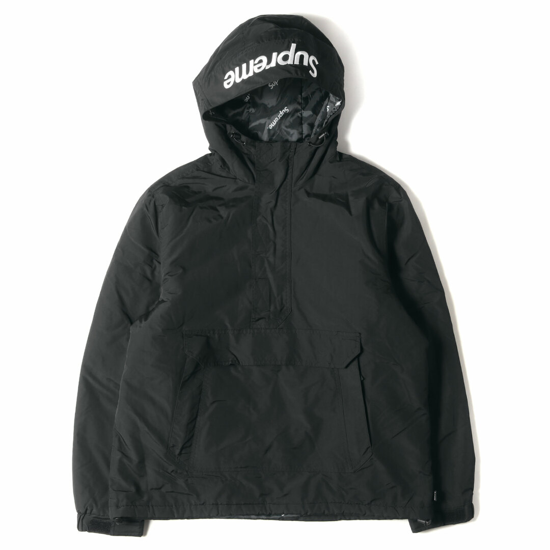 Supreme シュプリーム ジャケット サイズ:M 17AW フードロゴハーフジップ プルオーバー ジャケット Hooded Logo Half Zip Pullover ブラック 黒 アウター ブルゾン コート【メンズ】【美品】