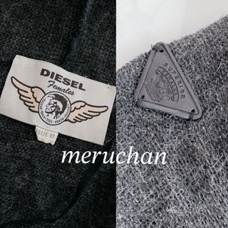 【美品】DIESEL 定価4万★ダメー加工 フード付きニットカーディガン モヘヤ