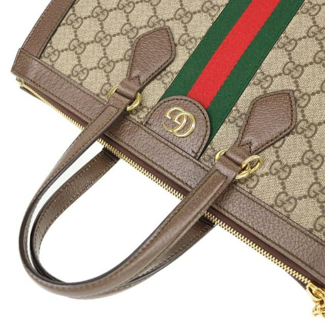 Gucci(グッチ)のグッチ 2WAY トートバッグ オフィディア GGミディアム 524537 中古 GGスプリーム ベージュ GUCCI 【中古】 ｜ ウェブリボン 2WAY ショルダー ブラウン 手提げ 鞄 カバン バック レディース ブランド ファッション Aランク レディースのバッグ(トートバッグ)の商品写真