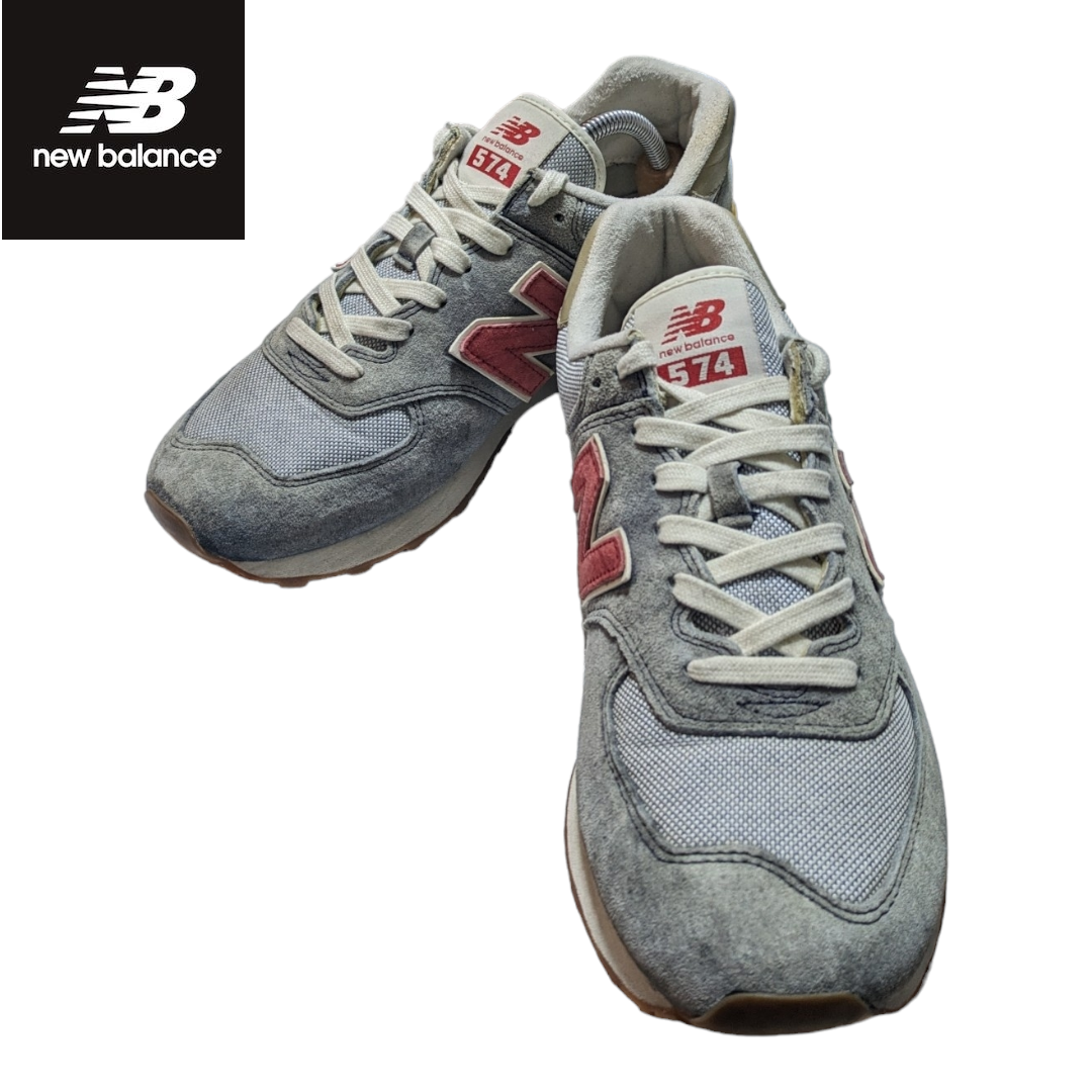 574（New Balance）(ゴーナナヨン)のNEW BALANCE ML574PTR グレー レッド メンズの靴/シューズ(スニーカー)の商品写真