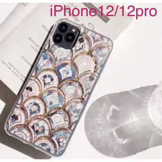 【iPhone12/12pro】大理石 タイル モロッコ グリッタースマホケース(iPhoneケース)