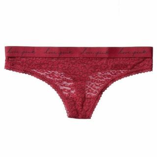 ヴィクトリアズシークレット(Victoria's Secret)のVICTORIA'S SECRET ロゴレースソング Tバック XS レッド(ショーツ)