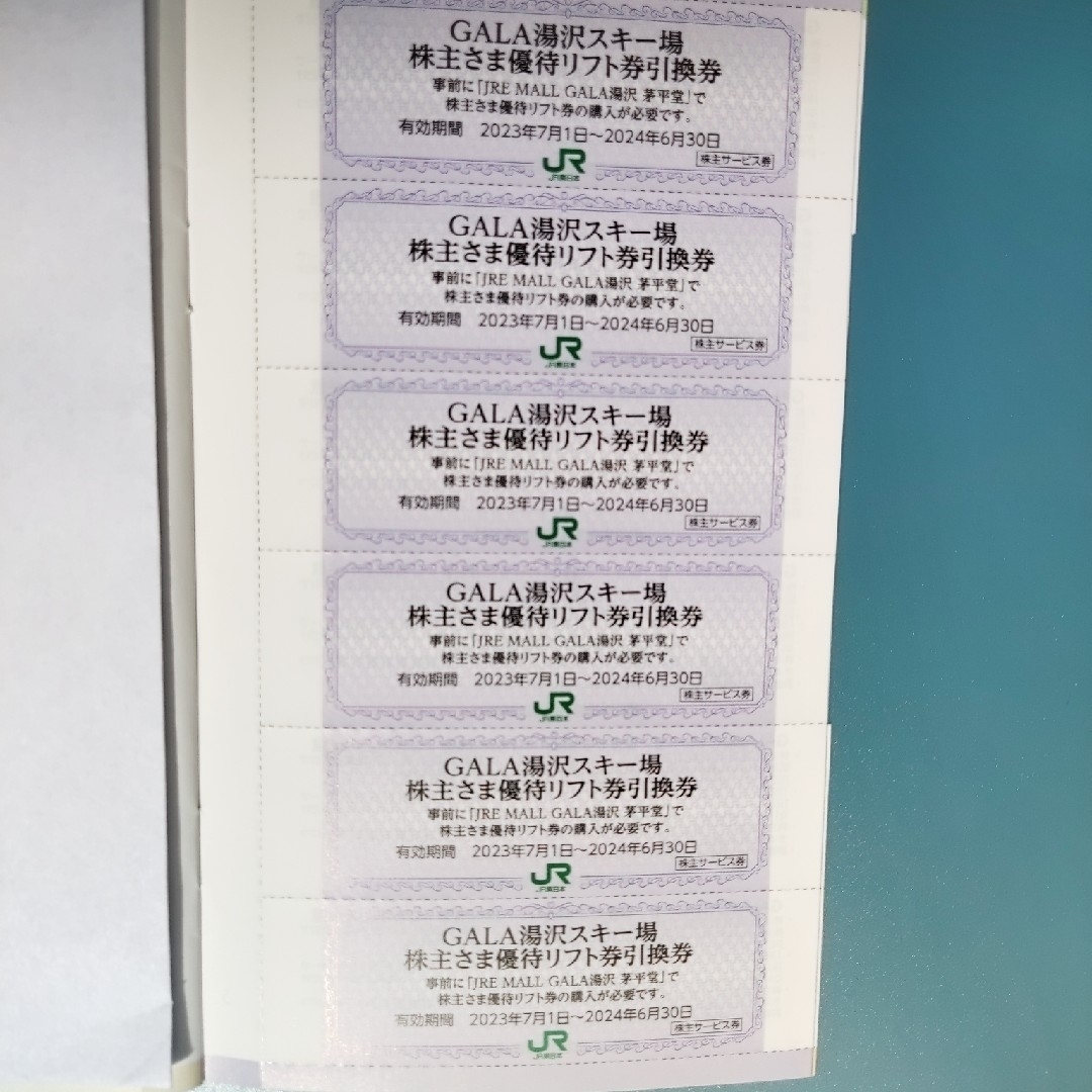GALA湯沢スキー場リフト券引換券6枚 チケットの優待券/割引券(その他)の商品写真