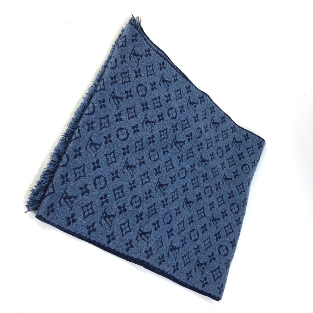 LOUIS VUITTON(ルイヴィトン)のルイヴィトン LOUIS VUITTON エシャルプ ロゴ クラシック M78525 モノグラム フリンジ マフラー ウール ネイビー メンズのファッション小物(マフラー)の商品写真