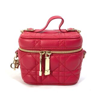 ディオール(Dior)のディオール Dior マイクロバニティ カナージュ S0918ONMJ レディディオール LADY DIOR 2WAY ショルダーバッグ ハンドバッグ バニティバッグ レザー レッド系 美品(ハンドバッグ)