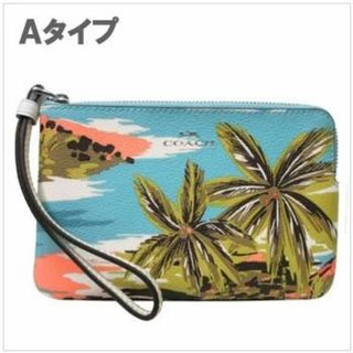 コーチ(COACH)の【新品】●3タイプあり／Aタイプ● コーチ ポーチ COACH PVC ハワイアンプリント コーナー ジップ リストレット L字ファスナー CK416 SVCAH(チョーク×マルチカラー) レディース(ポーチ)