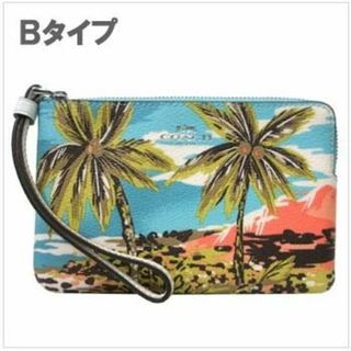 コーチ(COACH)の【新品】●3タイプあり／Bタイプ● コーチ ポーチ COACH PVC ハワイアンプリント コーナー ジップ リストレット L字ファスナー CK416 SVCAH(チョーク×マルチカラー) レディース(ポーチ)