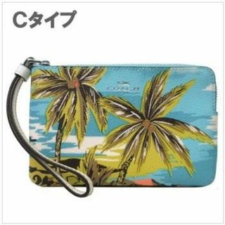 コーチ(COACH)の【新品】●3タイプあり／Cタイプ● コーチ ポーチ COACH PVC ハワイアンプリント コーナー ジップ リストレット L字ファスナー CK416 SVCAH(チョーク×マルチカラー) レディース(ポーチ)