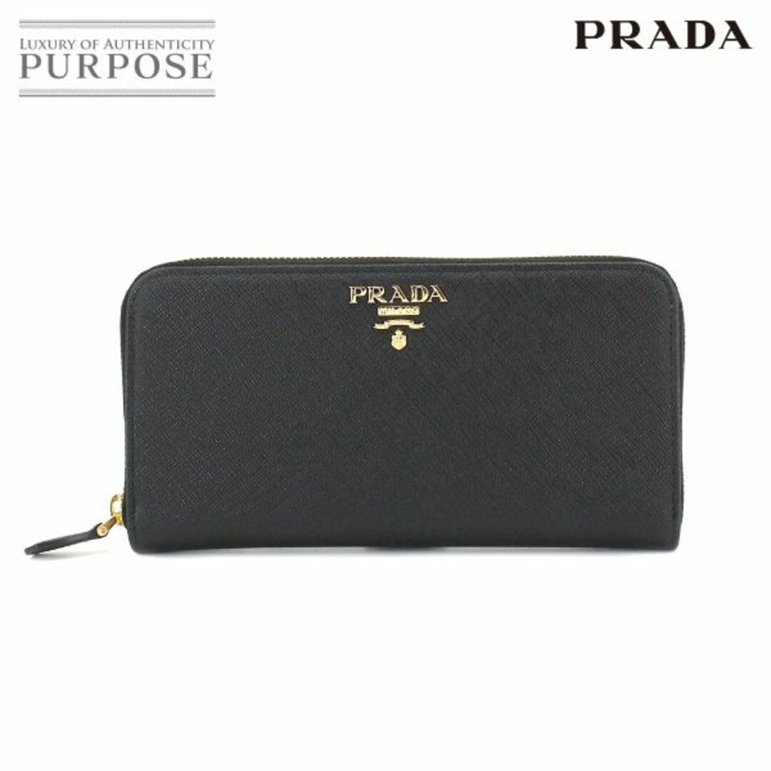 未使用 展示品 プラダ PRADA サフィアーノ ラウンドファスナー 長財布 レザー ブラック 1ML506 ゴールド 金具 VLP 90211236