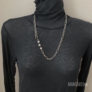 オールステンレス製 3連バロックパールのマンテルロングネックレス (ネックレス)