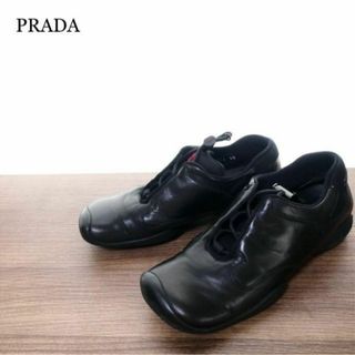 美品 PRADA プラダ リボン ロゴ スエードレザー スニーカー 36 1/2