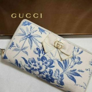 GUCCI グッチ 折り財布 GGマーモント フローラ 白-