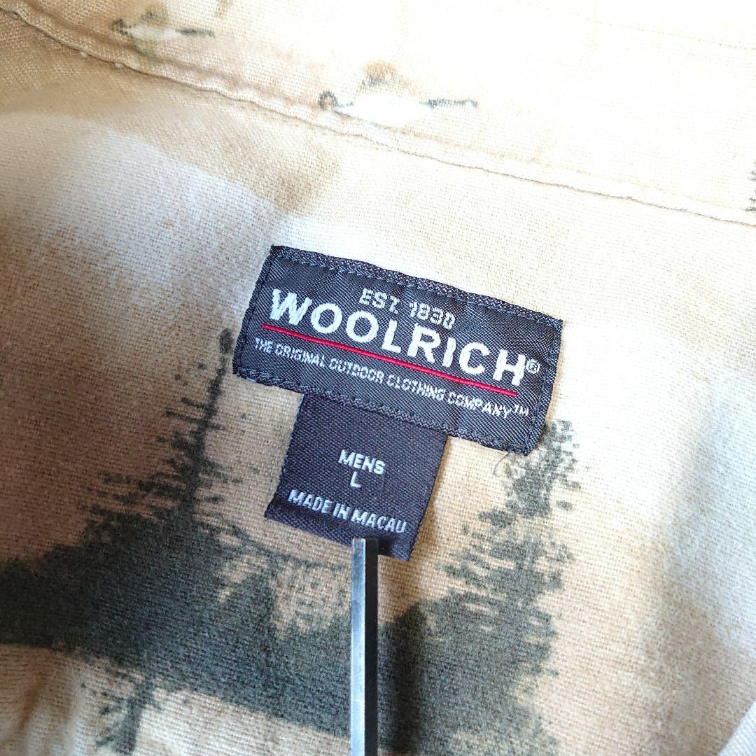 WOOLRICH(ウールリッチ)のWOOLRICH ウールリッチ マカオ製 長袖シャツ 総柄 鳥柄 ボーダー柄 L メンズのトップス(シャツ)の商品写真