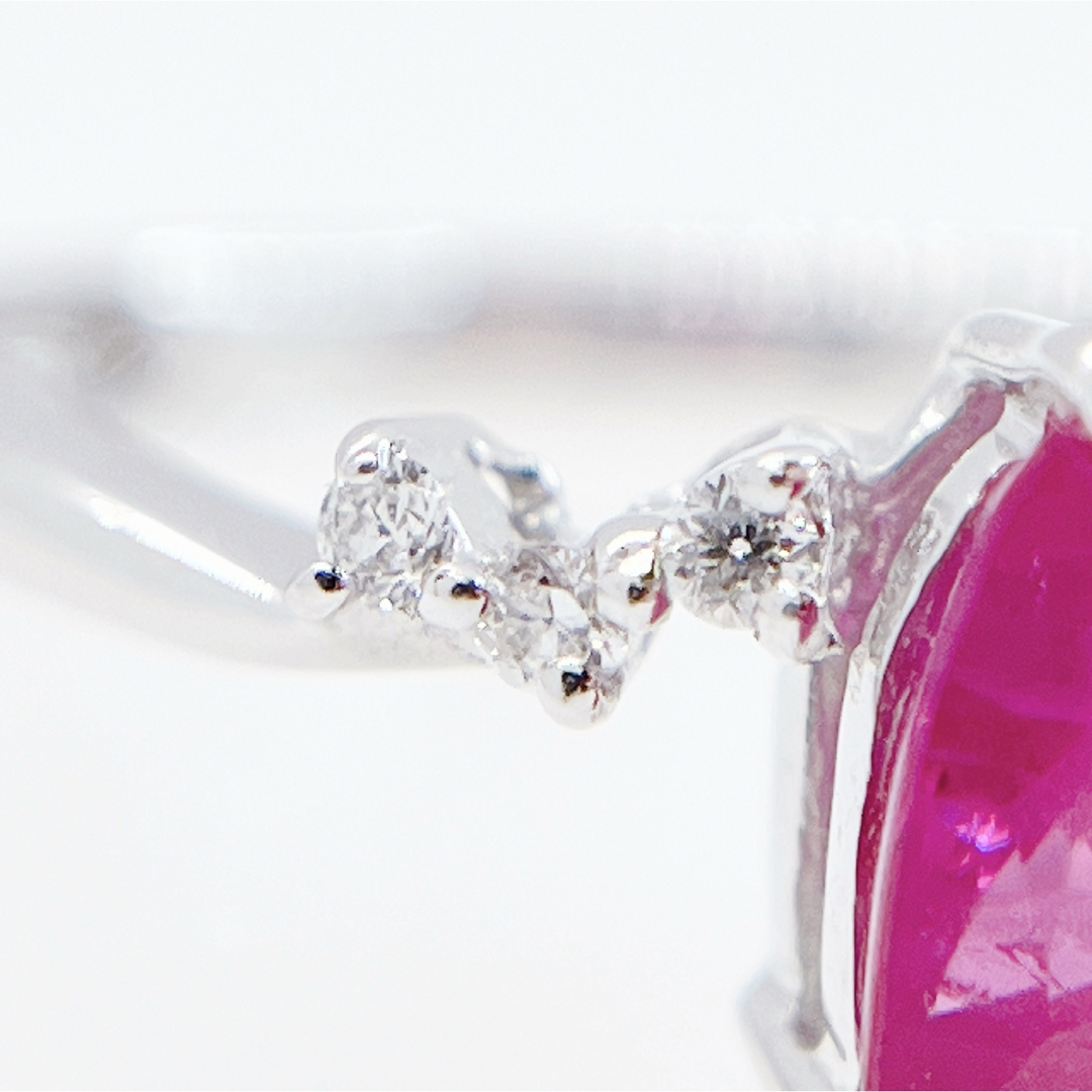 K18WG ペアシェイプルビー  ダイヤモンド  リング 指輪 ジュエリー レディースのアクセサリー(リング(指輪))の商品写真