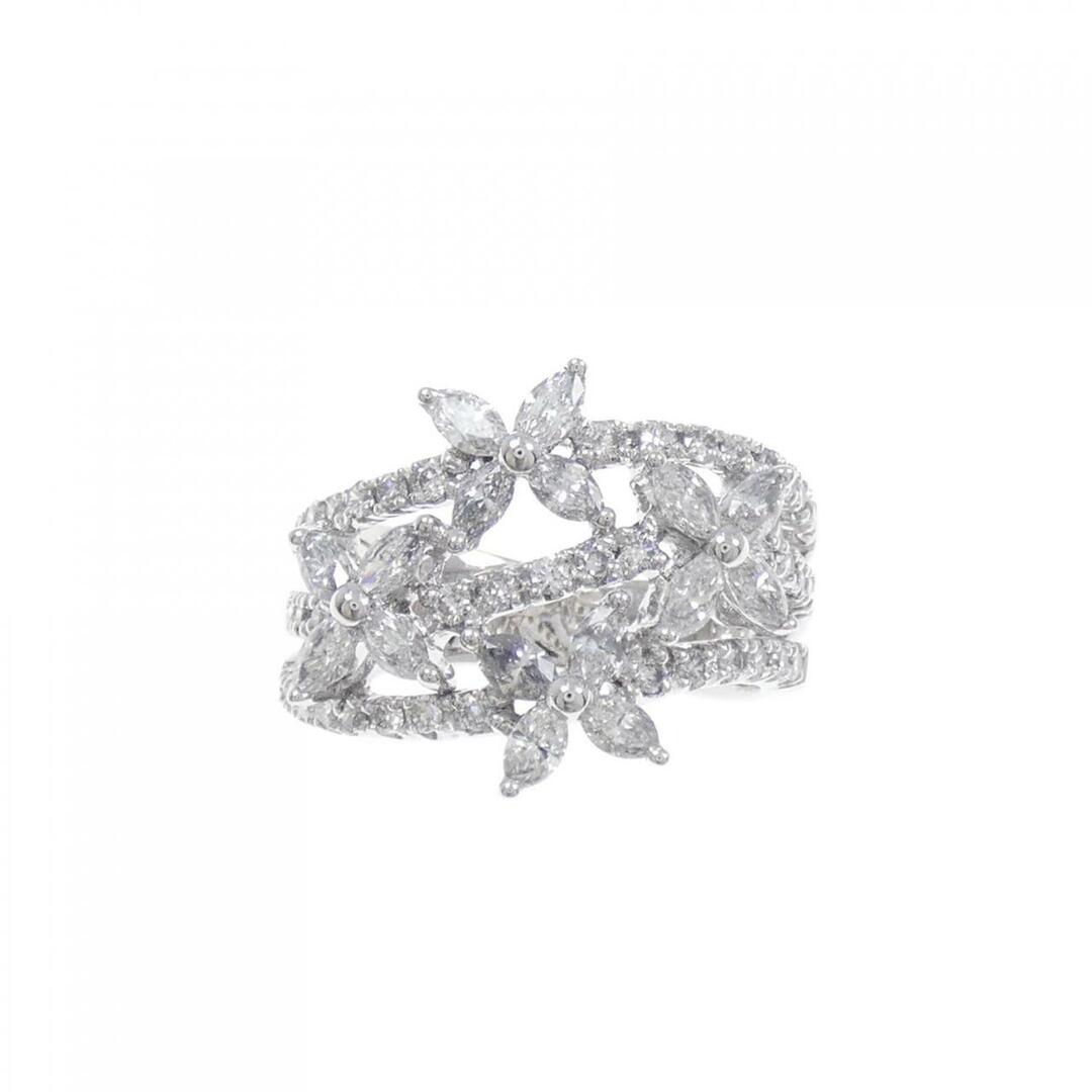 K18WG フラワー ダイヤモンド リング 0.95CT レディースのアクセサリー(リング(指輪))の商品写真