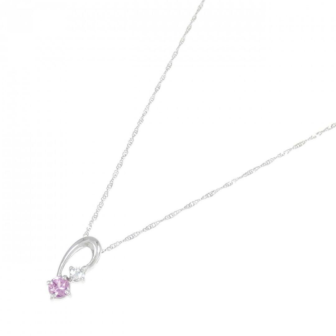 K18WG クロス サファイヤ ネックレス 0.05CT 拡散処理未検査
