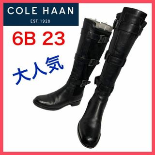 コールハーン(Cole Haan)の★大人気★コールハーン　ロングブーツ　3連ベルト　スエード　コンビ　上品　6B(ブーツ)