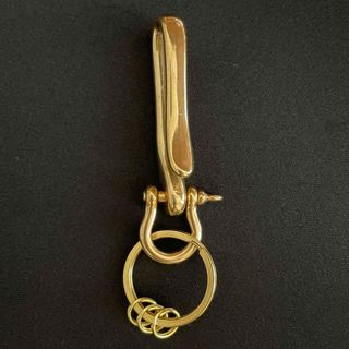 真鍮 真鍮無垢 フィッシュフック 二重リング キーリング キーフック
