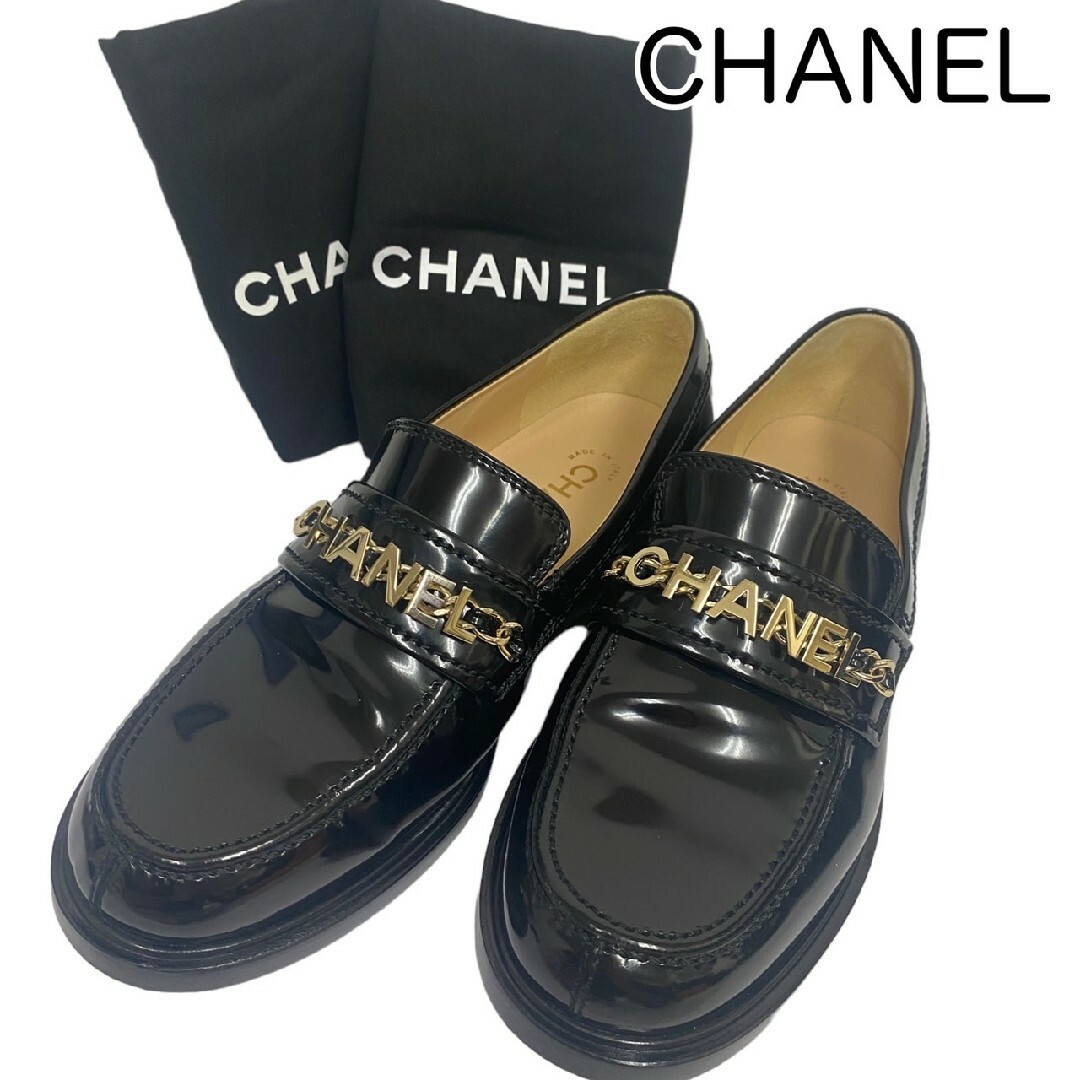 CHANEL - CHANEL シャネル ロゴローファー 36 ハーフ パテント G37430