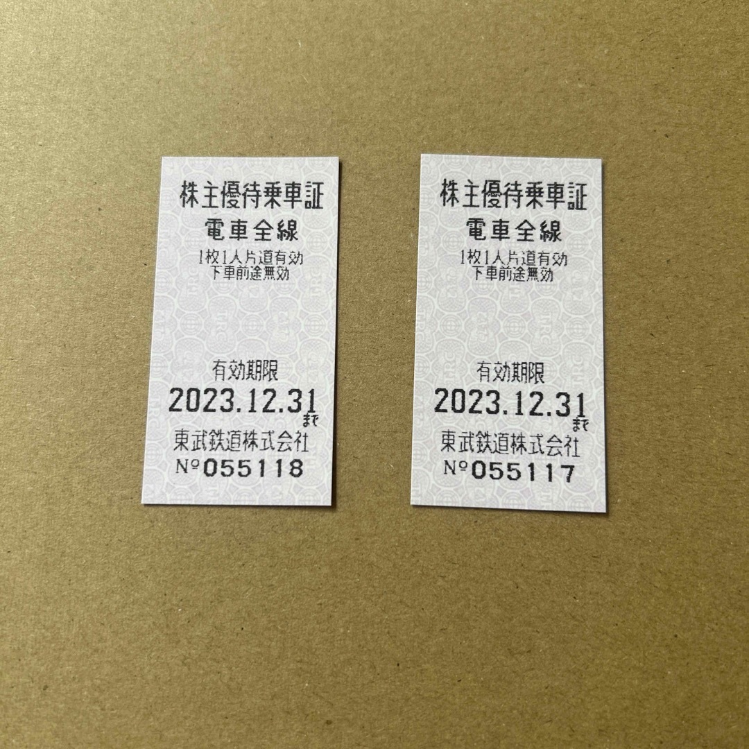 東武鉄道　株主優待乗車券　2枚 チケットの乗車券/交通券(鉄道乗車券)の商品写真