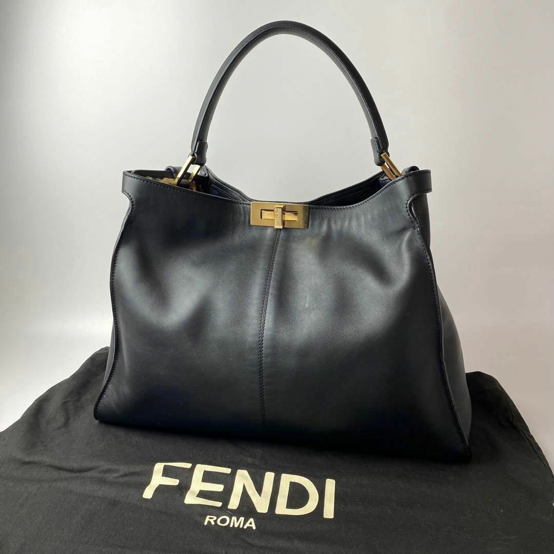 美品 フェンディ FENDI エックスライト ズッカ レオパード ハンドバッグ