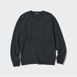 ユニクロ(UNIQLO)のユニクロ ラムクルーネックセーター　ニットセーター  ダークグレー　M(ニット/セーター)