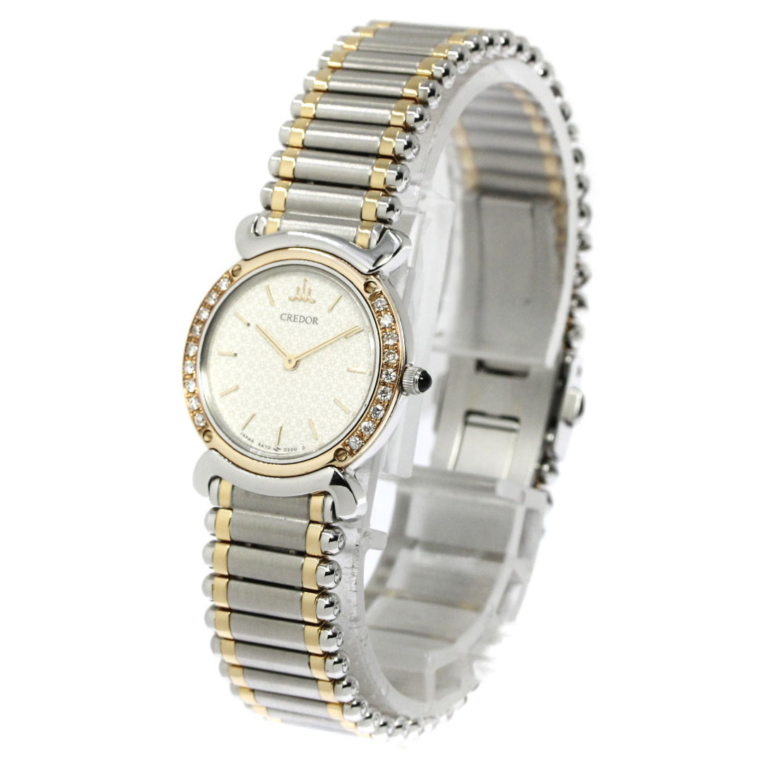 セイコークレドール 5A70-0210クォーツSS 18KT ダイヤ-