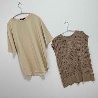 nano・universe - ナノユニバース すかし編みニットベスト+Tシャツ ...