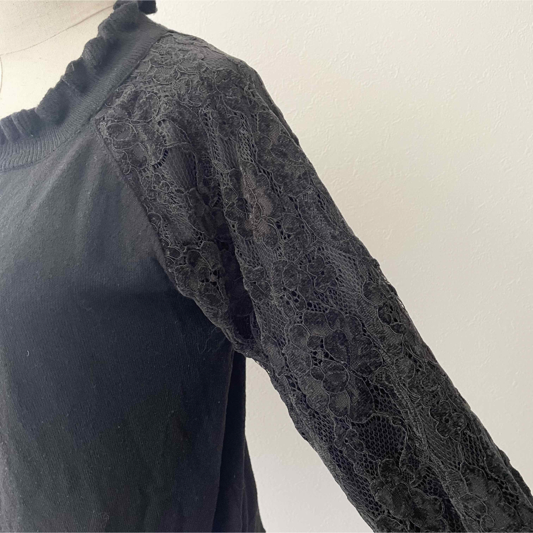 axes femme(アクシーズファム)のアクシーズ  袖レース　薄手ニット レディースのトップス(ニット/セーター)の商品写真