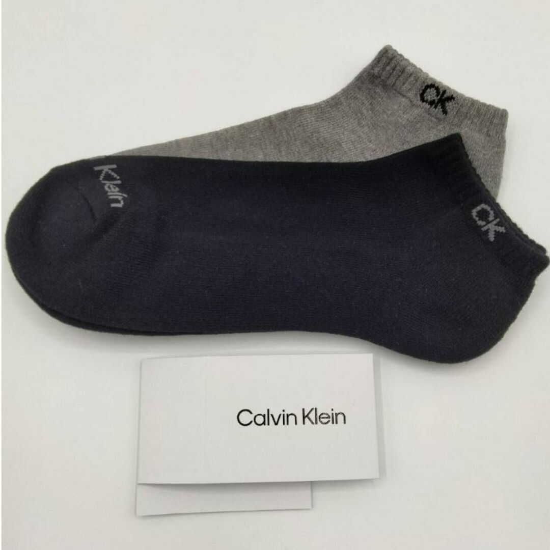 Calvin Klein(カルバンクライン)のカルバンクライン メンズソックス 黒×グレイ くるぶしソックス 2足セット メンズのレッグウェア(ソックス)の商品写真