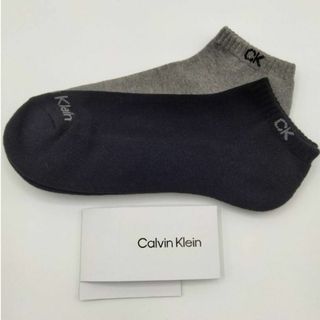 カルバンクライン(Calvin Klein)のカルバンクライン メンズソックス 黒×グレイ くるぶしソックス 2足セット(ソックス)