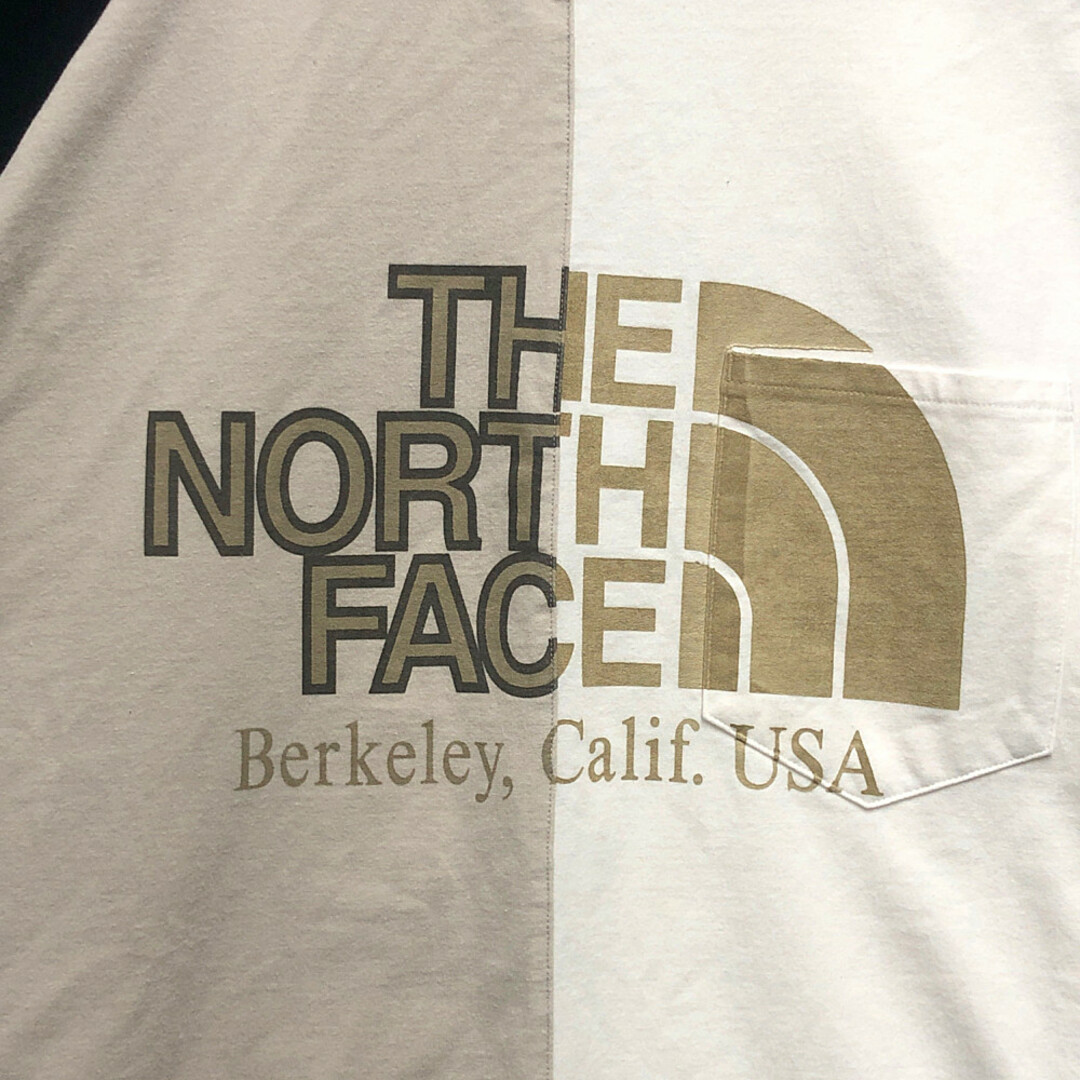 THE NORTH FACE PURPLE LABEL NT3205N High Bulky Jersey L/S Logo Tee ドッキング ロングTシャツ 白×黒 サイズXL 正規品 / B4556