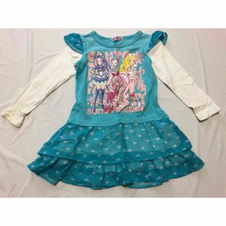 【サイズ110】女の子　スイートプリキュア♪長袖Tシャツチュニック風　水色緑色(Tシャツ/カットソー)